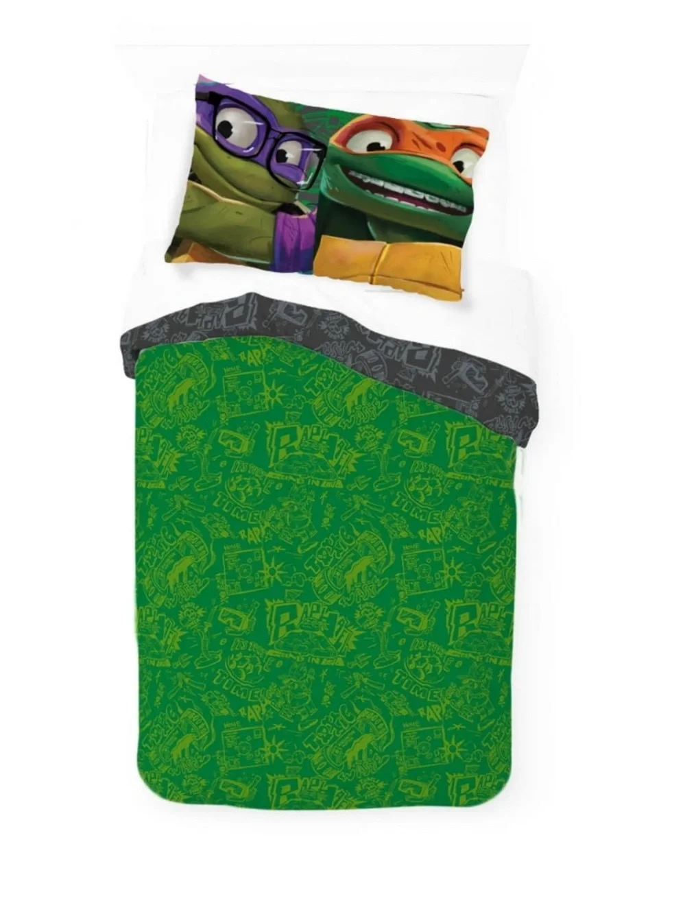 Teenage Mutant Ninja Turtles Kids 2 Piece Grey Reversible Set, Twin/Full